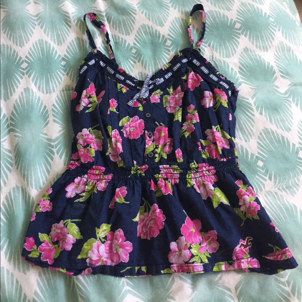 Navy and pink float Hollister tank