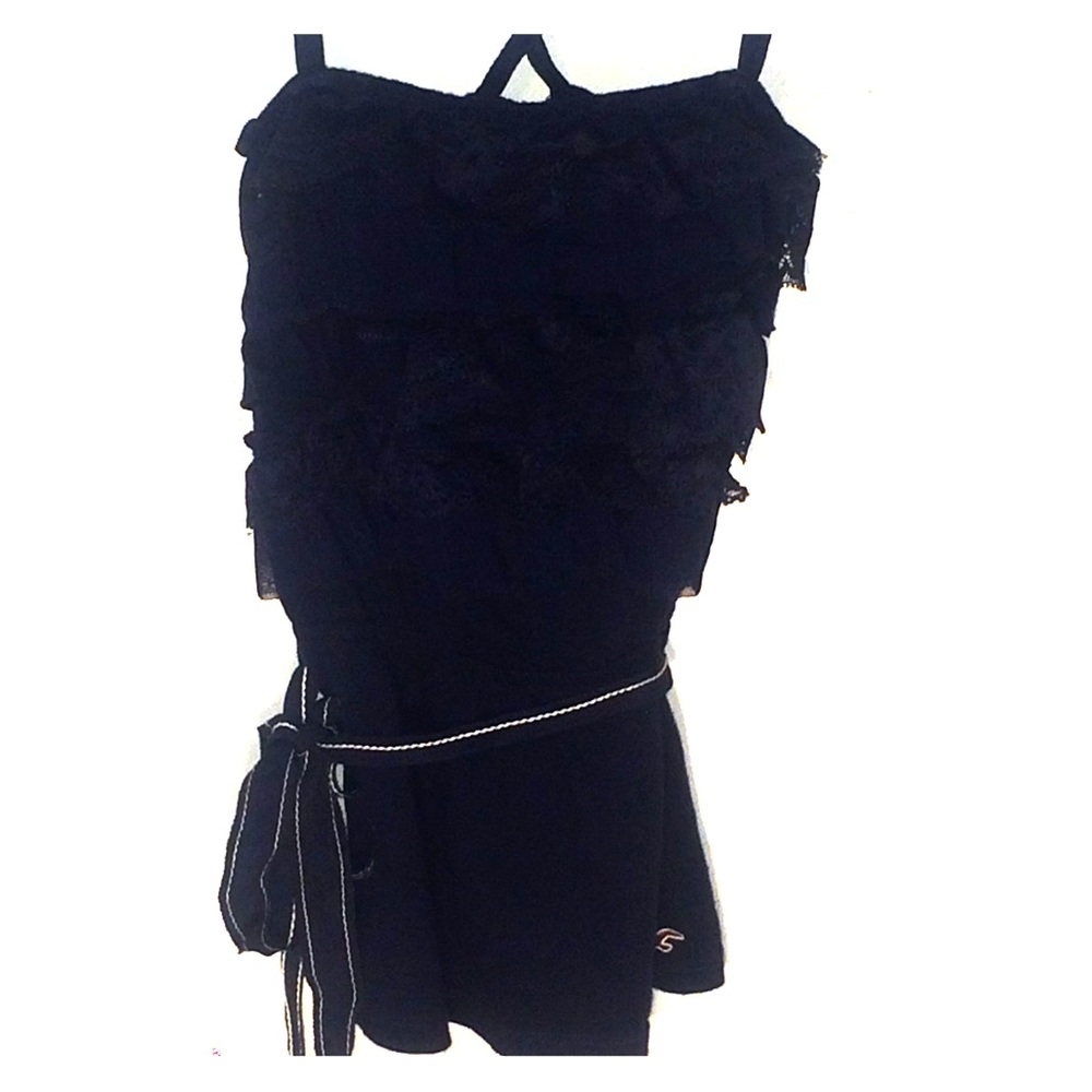 Hollister navy blue ruffled cross cross strap tank