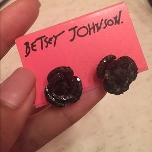 Betsy Johnson black rose earrings