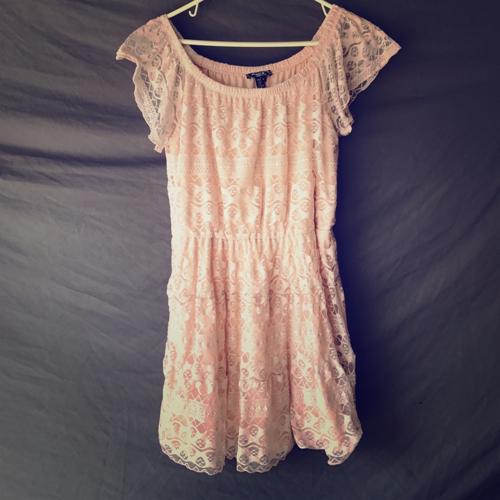 Lace Sequin Hearts Dress, Juniors, Large