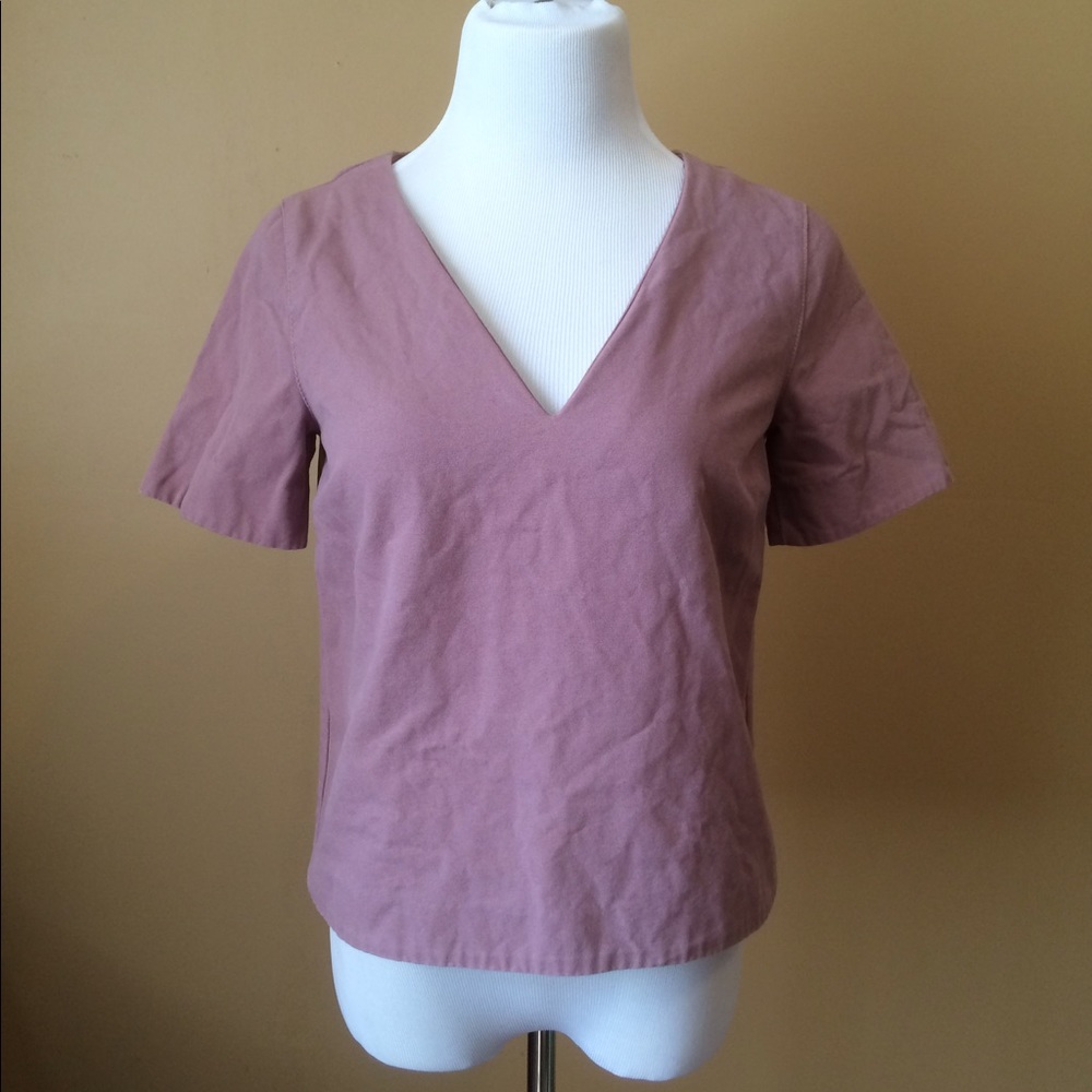H&M Pink structured V neck top