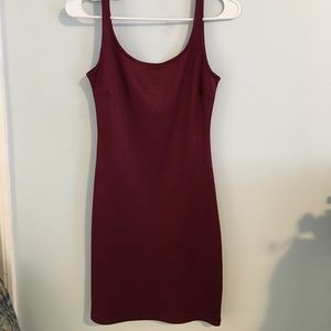 Fitted burgundy mini dress