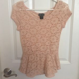 Light Pink Lace Peplum Top