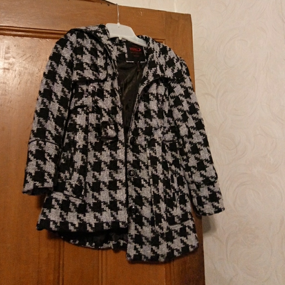 Girls Amazing Gray and Black Peacoat