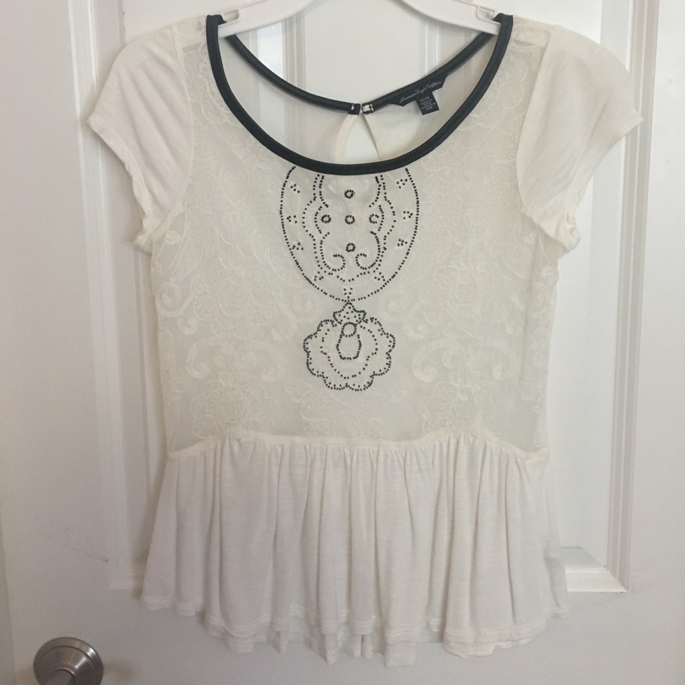 White Peplum Lace Top