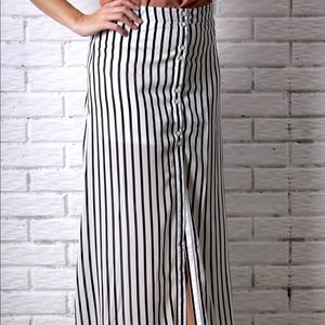 Jail Bird - Striped Button Maxi Skirt