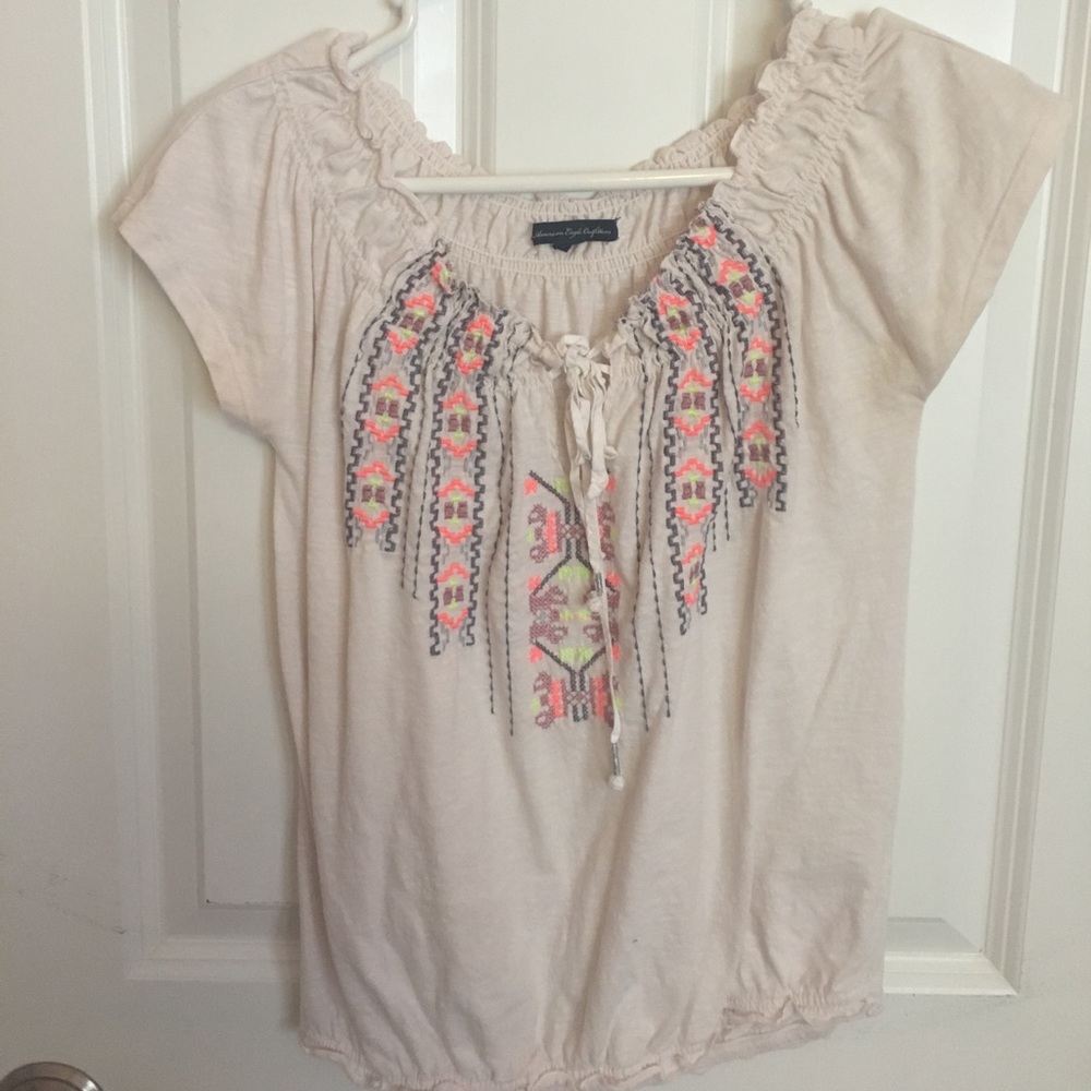 White Aztec Cinched Top