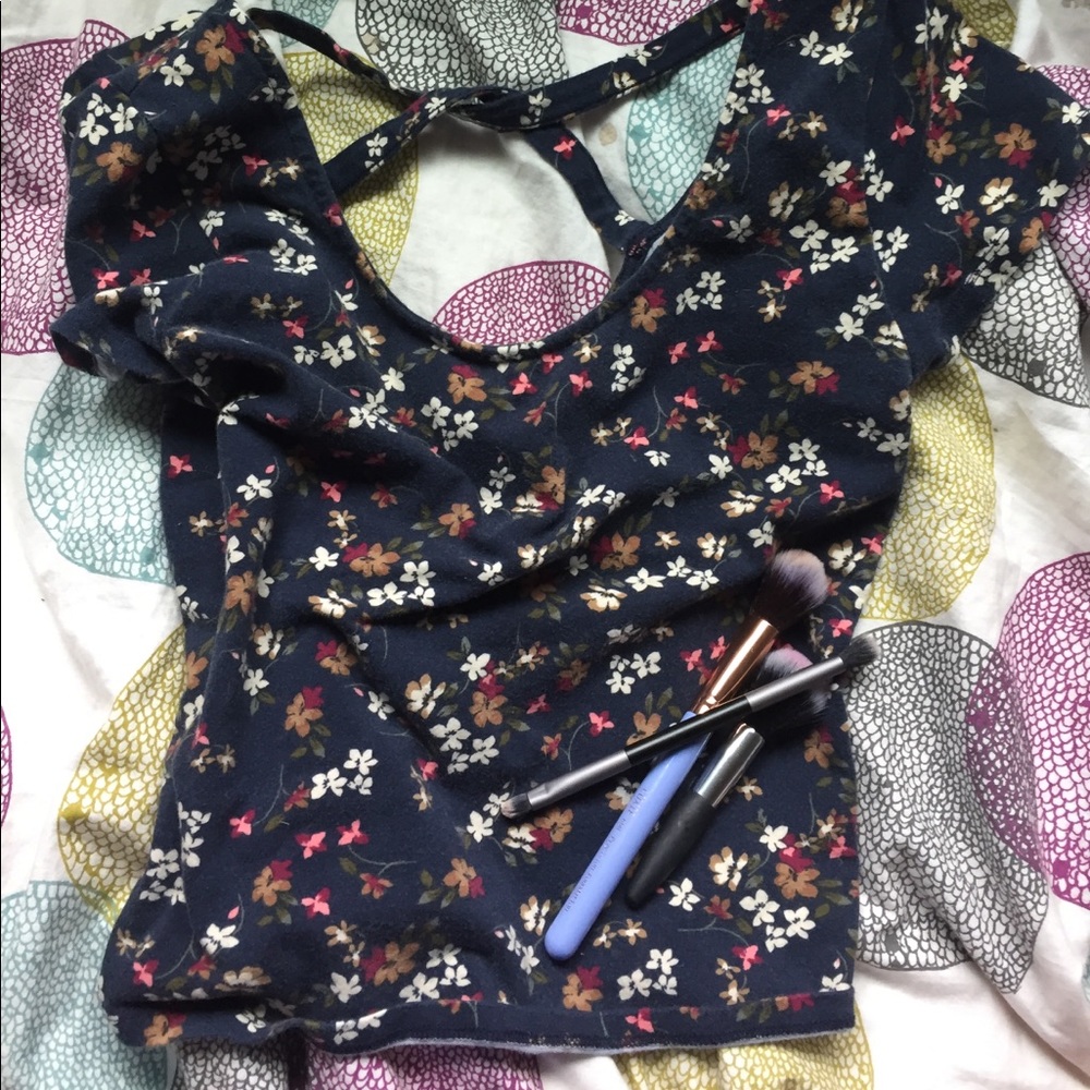 floral open back crop