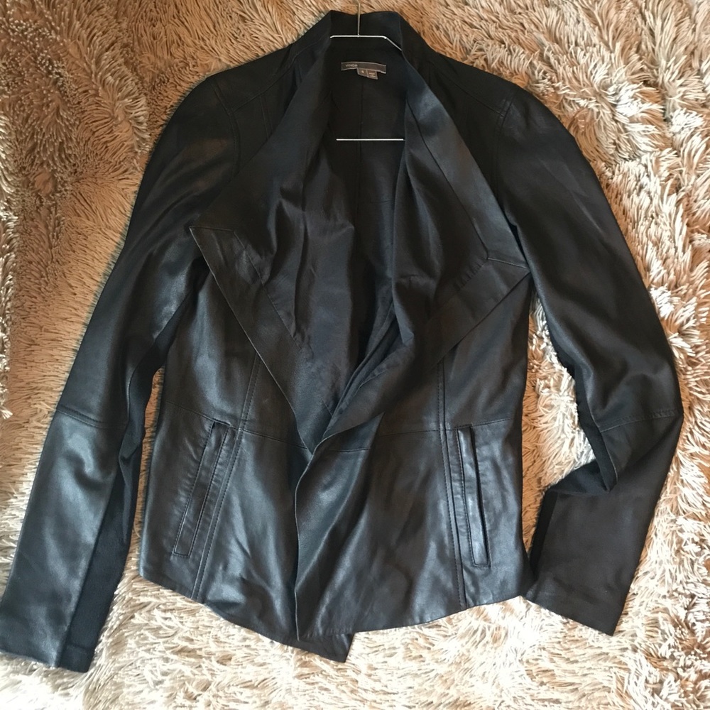 Vince leather shawl collar jacket