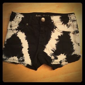 Justice black/white tie-dyed denim shorts