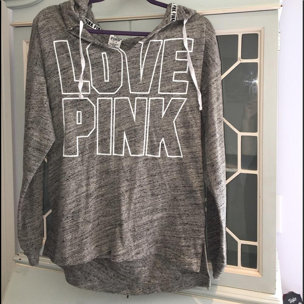 Light gray PINK sweater with hood