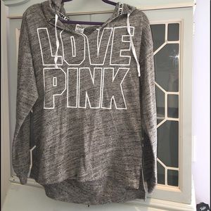 Light gray PINK sweater with hood