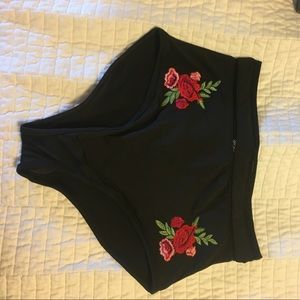 High wasted bathing suit bottoms with Flowers