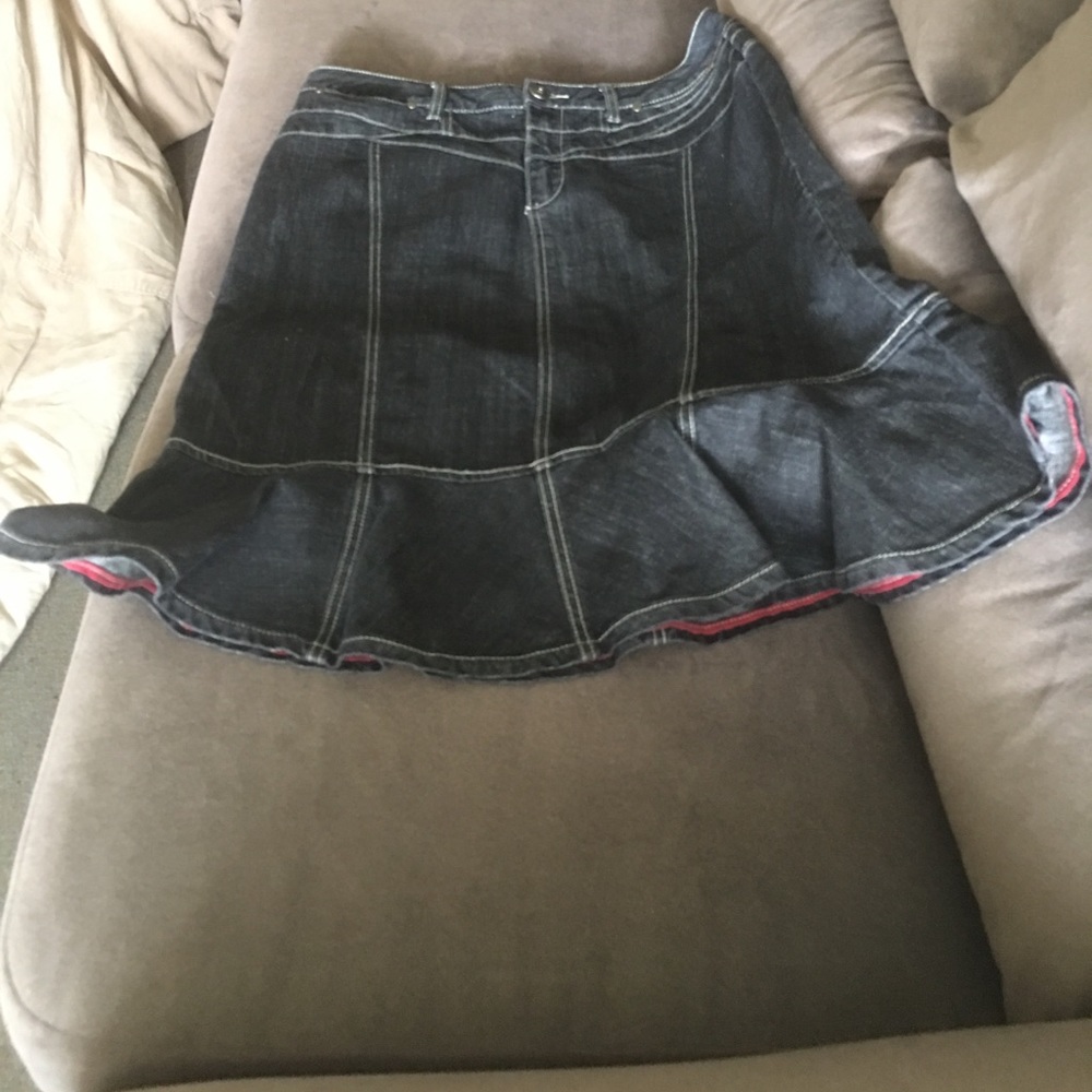 Black denim skirt