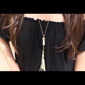 Long marble stone necklace.