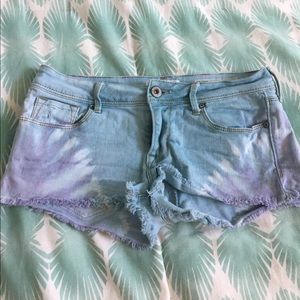Bullhead denim tie dyed blue and purple shorts