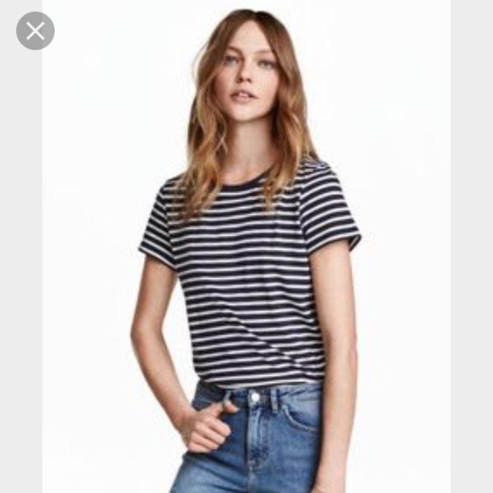 H&M basic blue and white striped tee