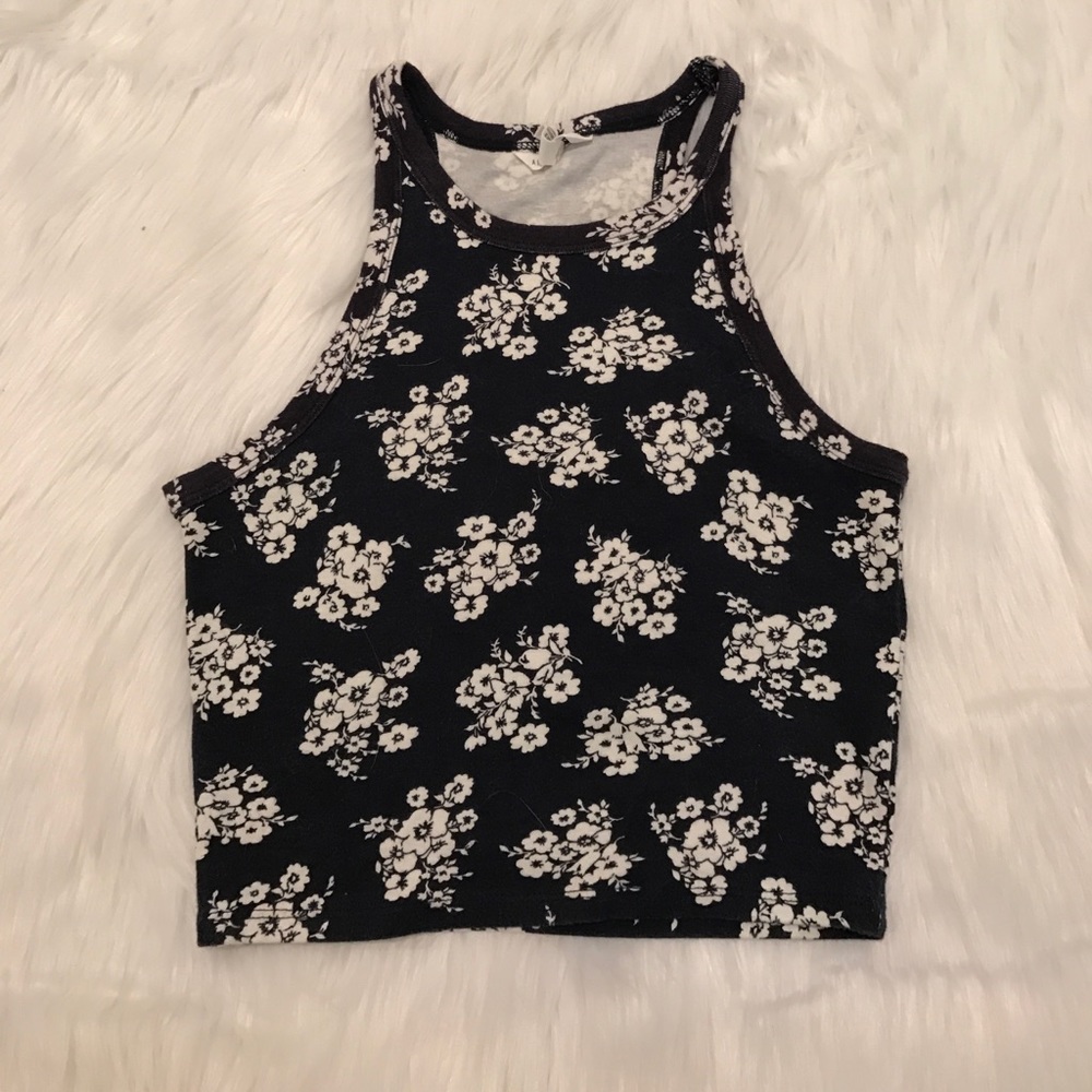Navy blue floral crop top