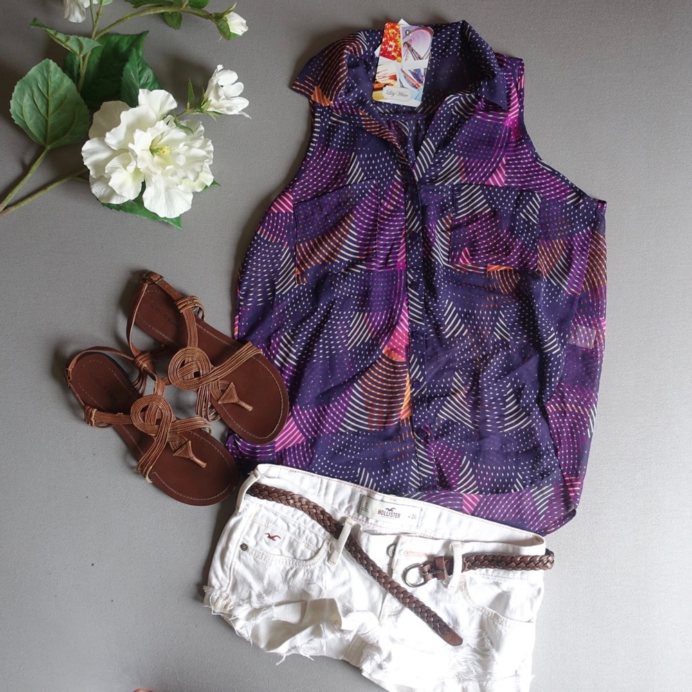 NEW Lily White Button Down Tank