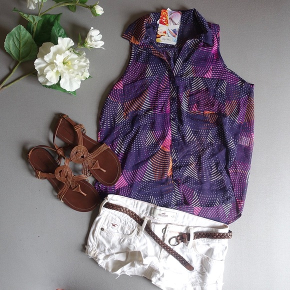 NEW Lily White Button Down Tank - Picture 1 of 4