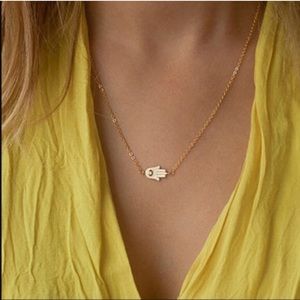 Hamsa gold plated dainty necklace