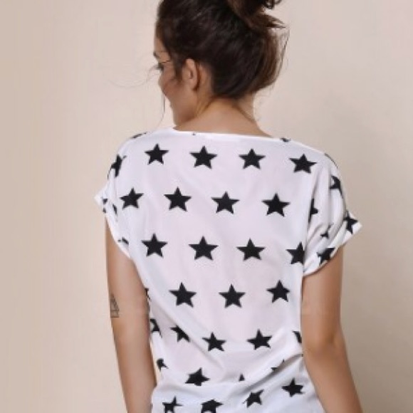 BLACK FRIDAY (LAST ONE) Star Print Chiffon Blouse - Picture 2 of 6