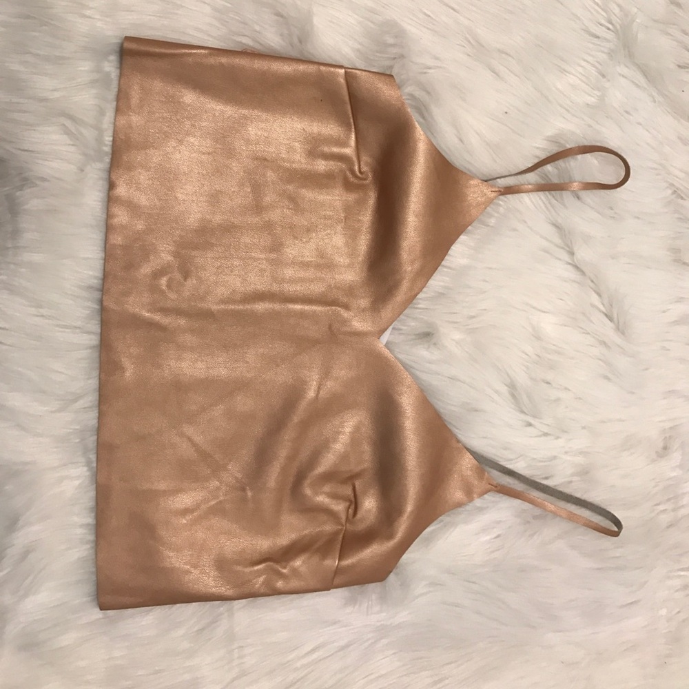 Metallic rose gold crop top