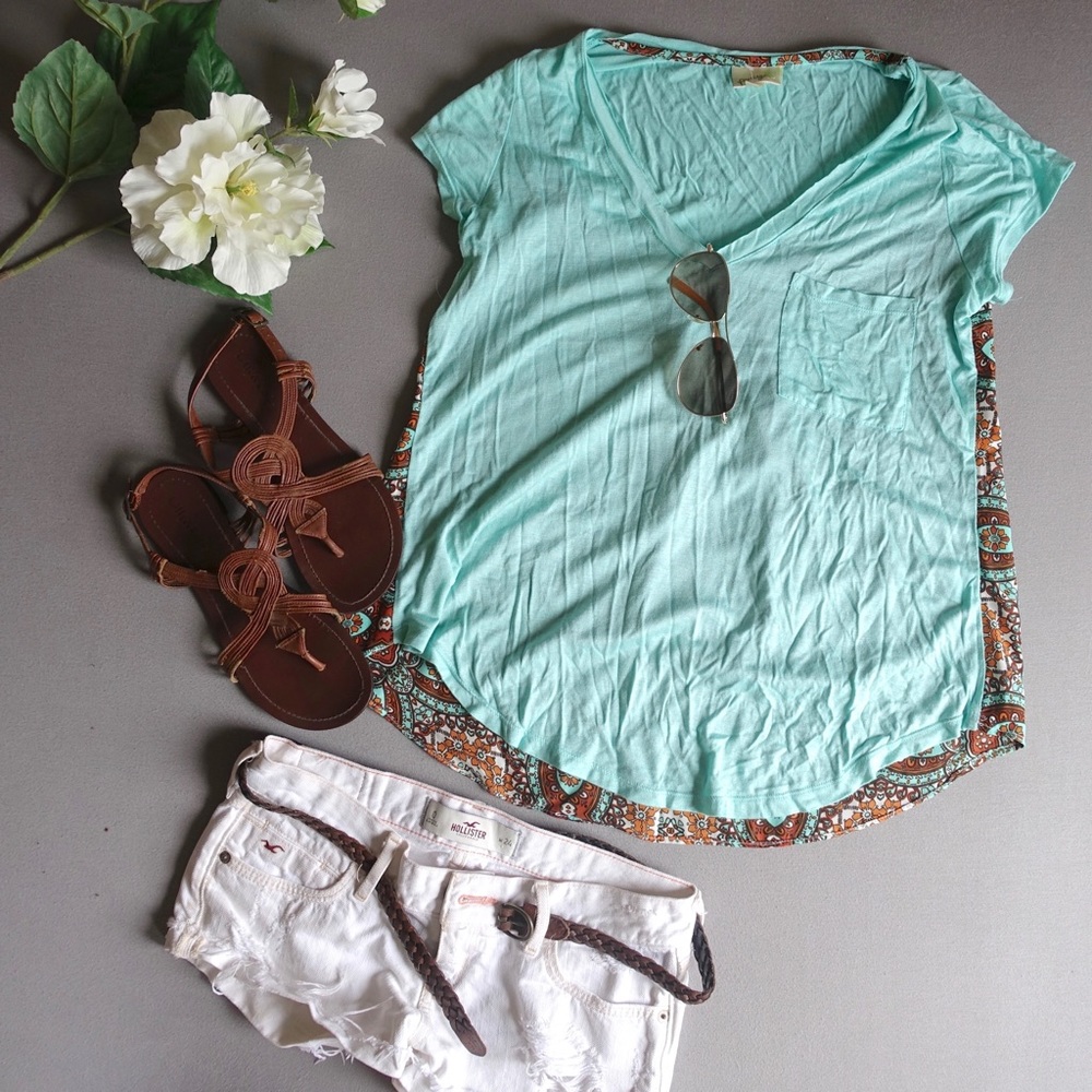 Teal Floral Back Top