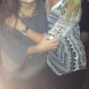 Grey and tan striped sweater