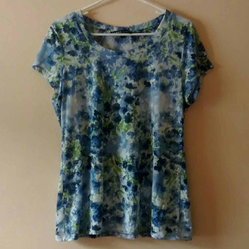 Blue & Green abstract Floral Top