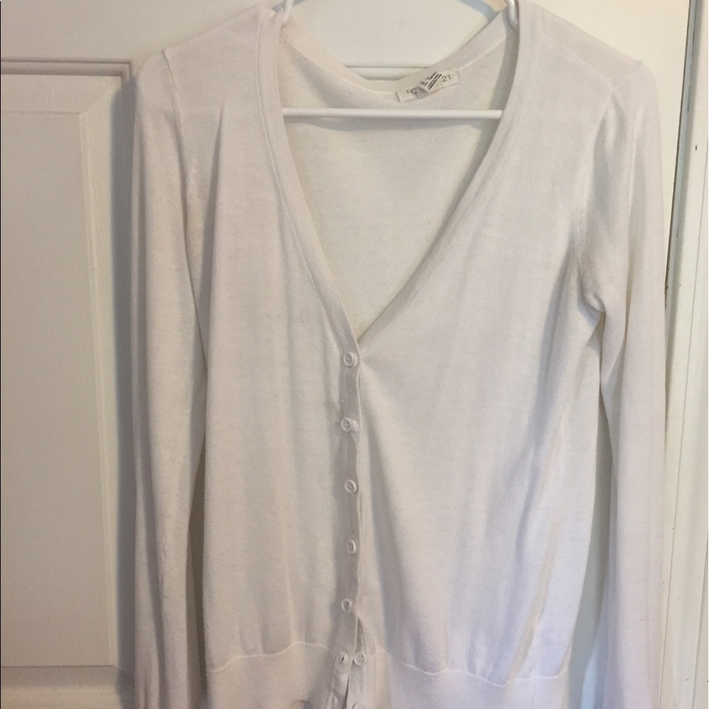 white cardigan