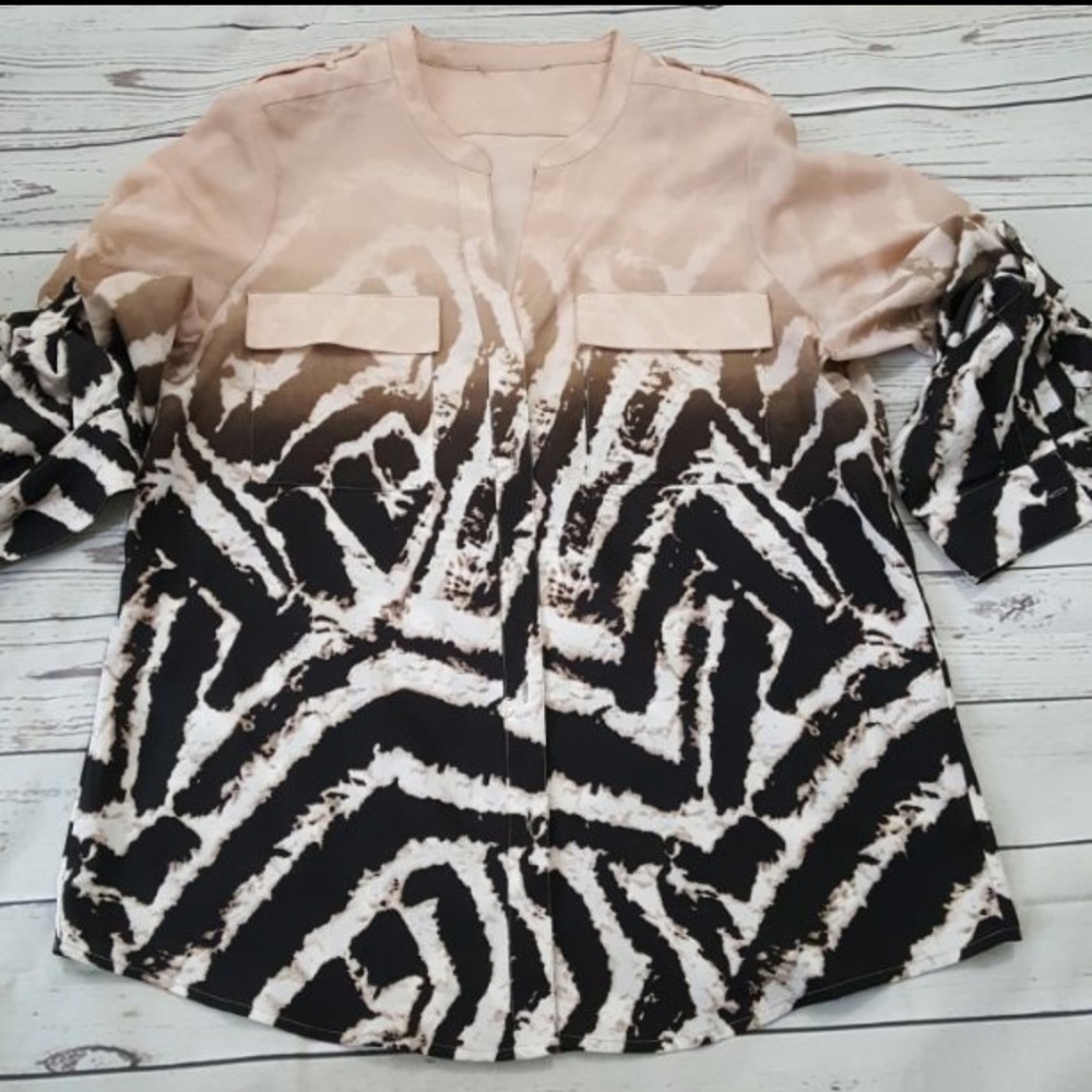 Calvin Klein button down silky Dress Top Blouse