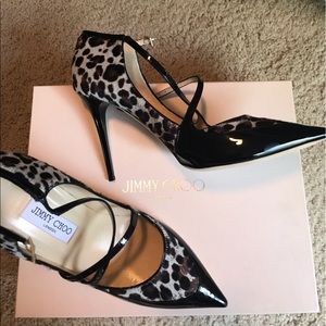 Jimmy Choo leopard print and patent leather pumps