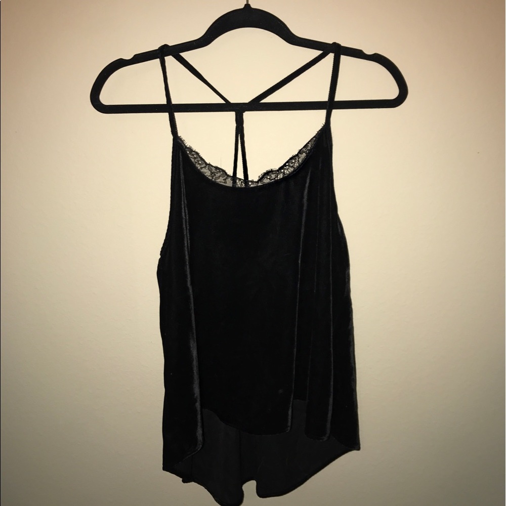 Black Suede Tank With Lace