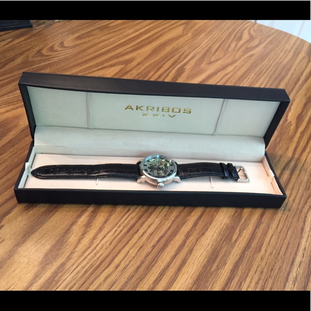 Arkibos XXIV Leather Mechanical Watch Black