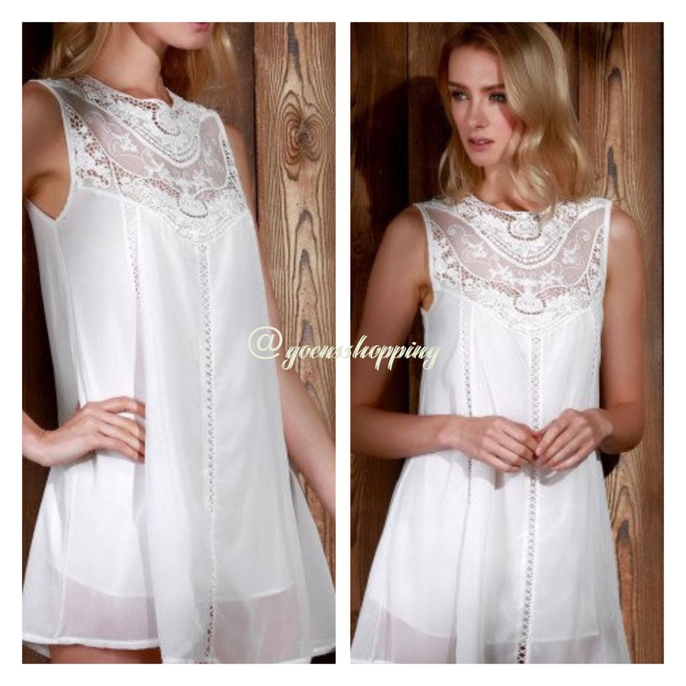 Bo-ho Chic Ivory Sheer Lacey Tunic Top Dress Mini