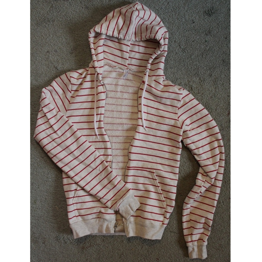 red and white striped American Apparel hoodie