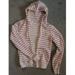 red and white striped American Apparel hoodie