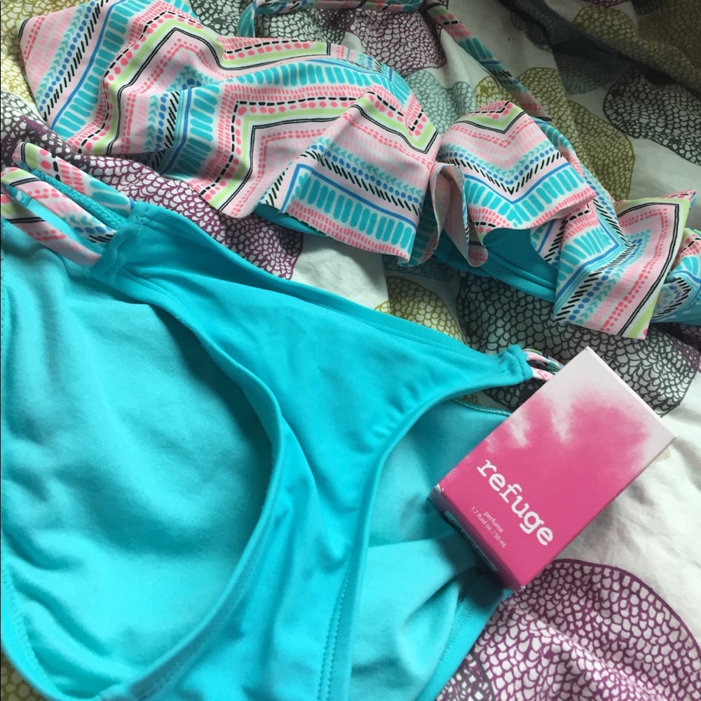 ruffle bright colorful swimsuit