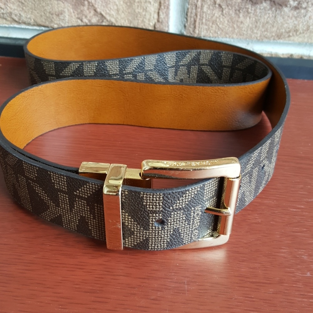 Michael Kors monogram "MK" Brown & mocha Belt - Picture 6 of 8