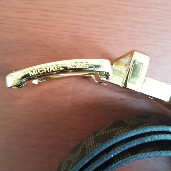Michael Kors monogram "MK" Brown & mocha Belt - Picture 3 of 8