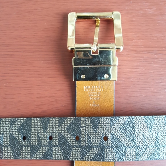 Michael Kors monogram "MK" Brown & mocha Belt - Picture 4 of 8