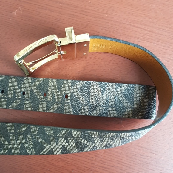Michael Kors monogram "MK" Brown & mocha Belt - Picture 5 of 8