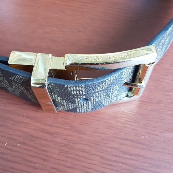 Michael Kors monogram "MK" Brown & mocha Belt - Picture 7 of 8