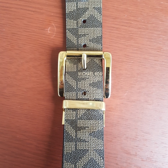 Michael Kors monogram "MK" Brown & mocha Belt - Picture 8 of 8