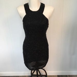 Vintage 1992 Oleg Cassini Bugle Beaded Mini Dress