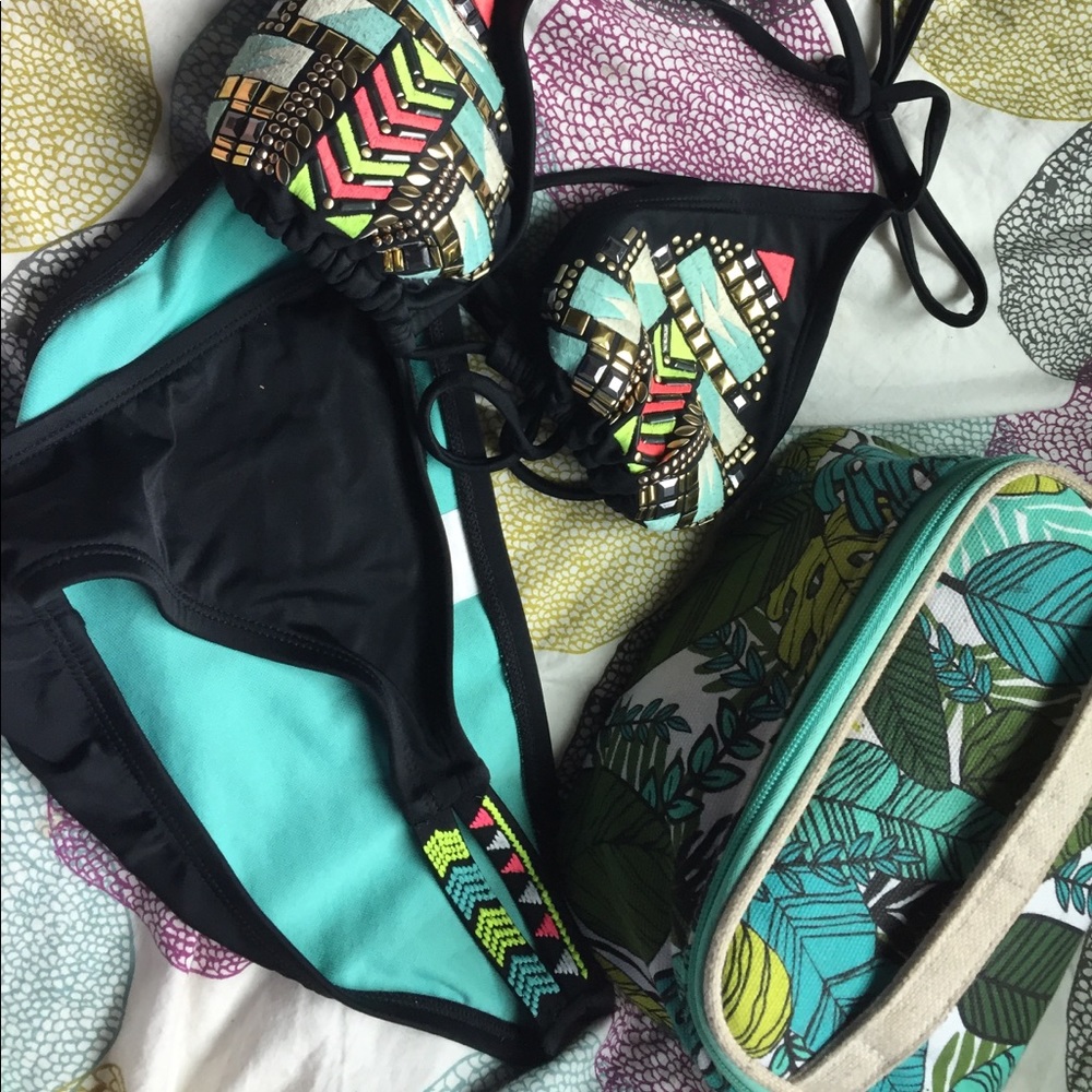 black patterned swimsuit