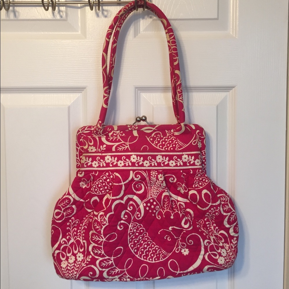 Very Bradley Pink and White Handbag