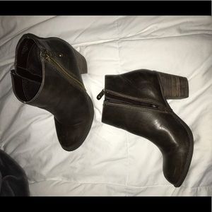 Brown leather booties