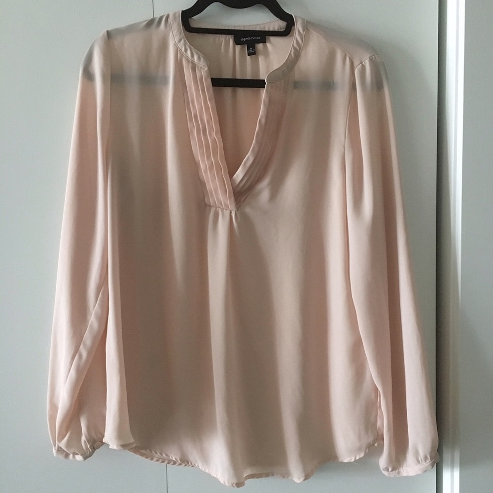 Spense blush pink blouse v neck top size medium
